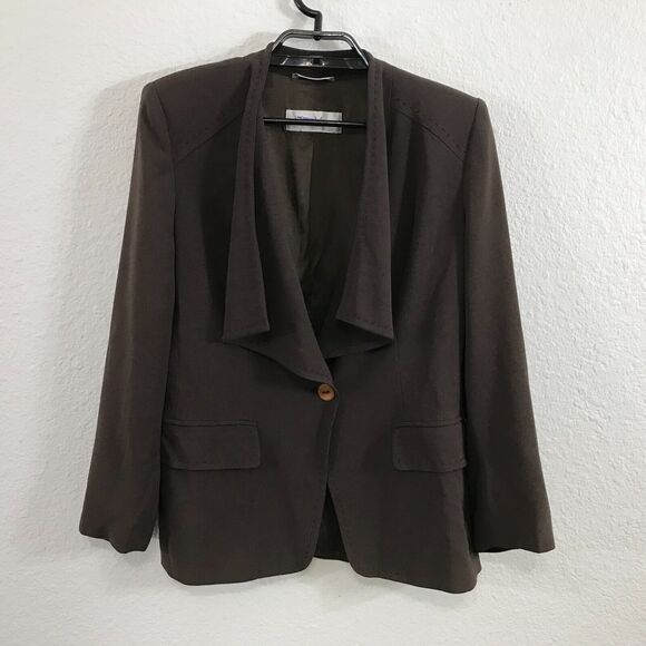 Max Mara Blazer Size 10 Solid Brown Long Sleeve Acetate Blend Womens Stitching - Picture 1 of 11